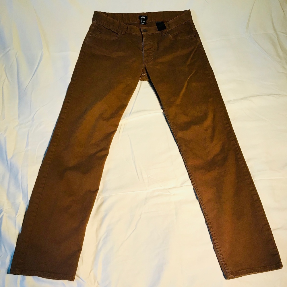 H&M Brown Slim Fit Twill Pants